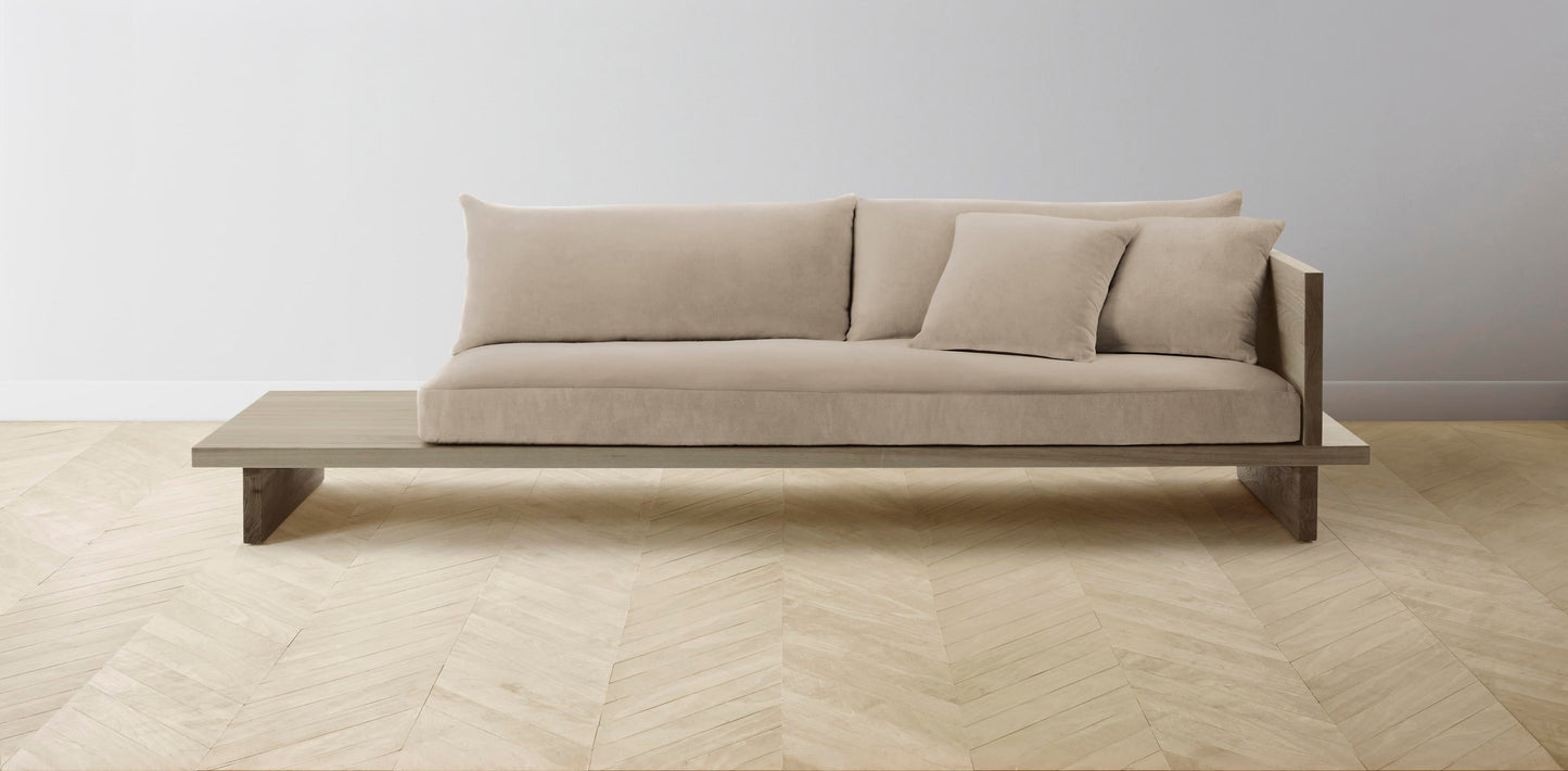 The Muir Arm on Right - Performance Velvet Taupe Sofa