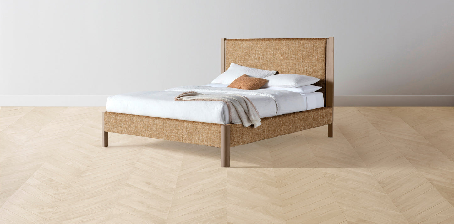 The Thompson  - Belgian Linen Chai Bed - 48" Headboard - Muslin on reverse