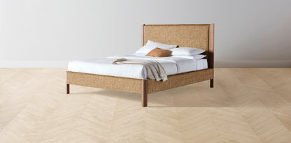 The Thompson  - Belgian Linen Chai Bed - 48" Headboard - Muslin on reverse