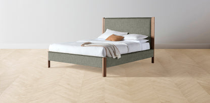 The Thompson  - Belgian Linen Thyme Bed - 48" Headboard - Muslin on reverse