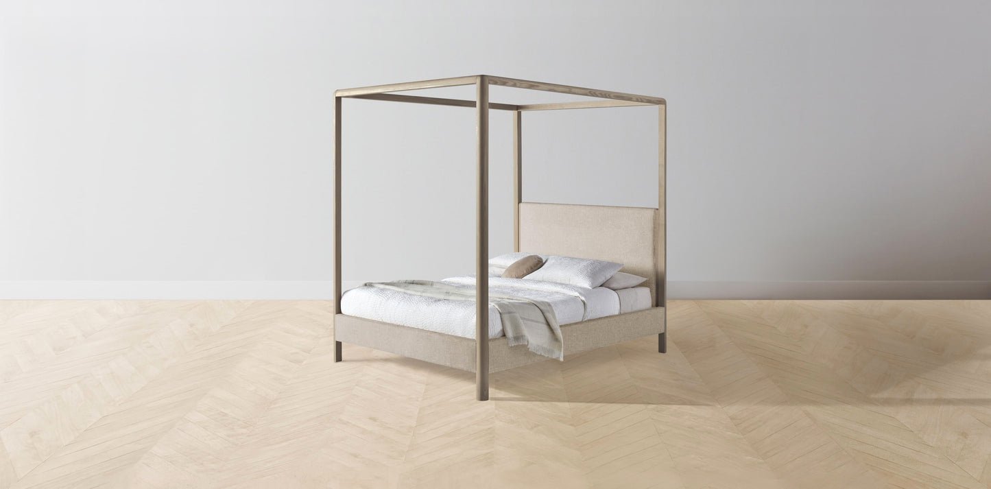 The Thompson  - Merino Wheat Canopy Bed - 48" Headboard - Upholstered on reverse